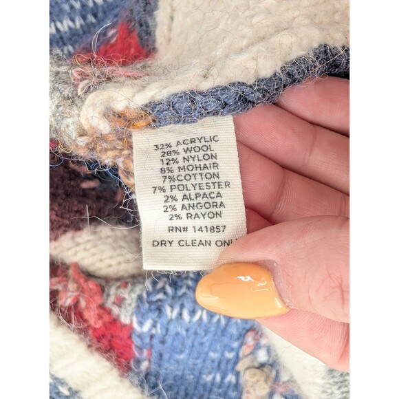 Artisan de Luxe Anthropologie Knit Patchwork Pullover Hoodie Sweater Size S/M - Picture 5 of 6